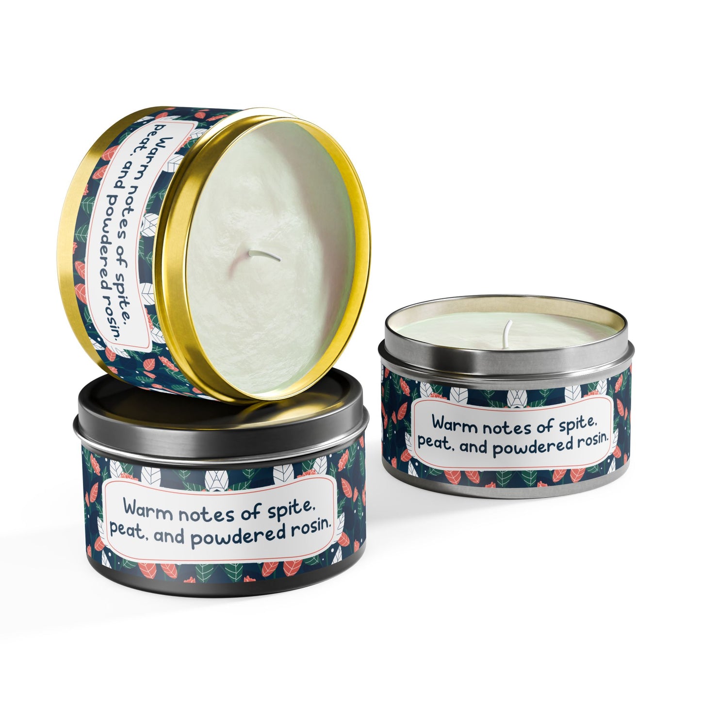 Warm notes of spice, peat, and powdered rosin-Tin Candle- Summer edition