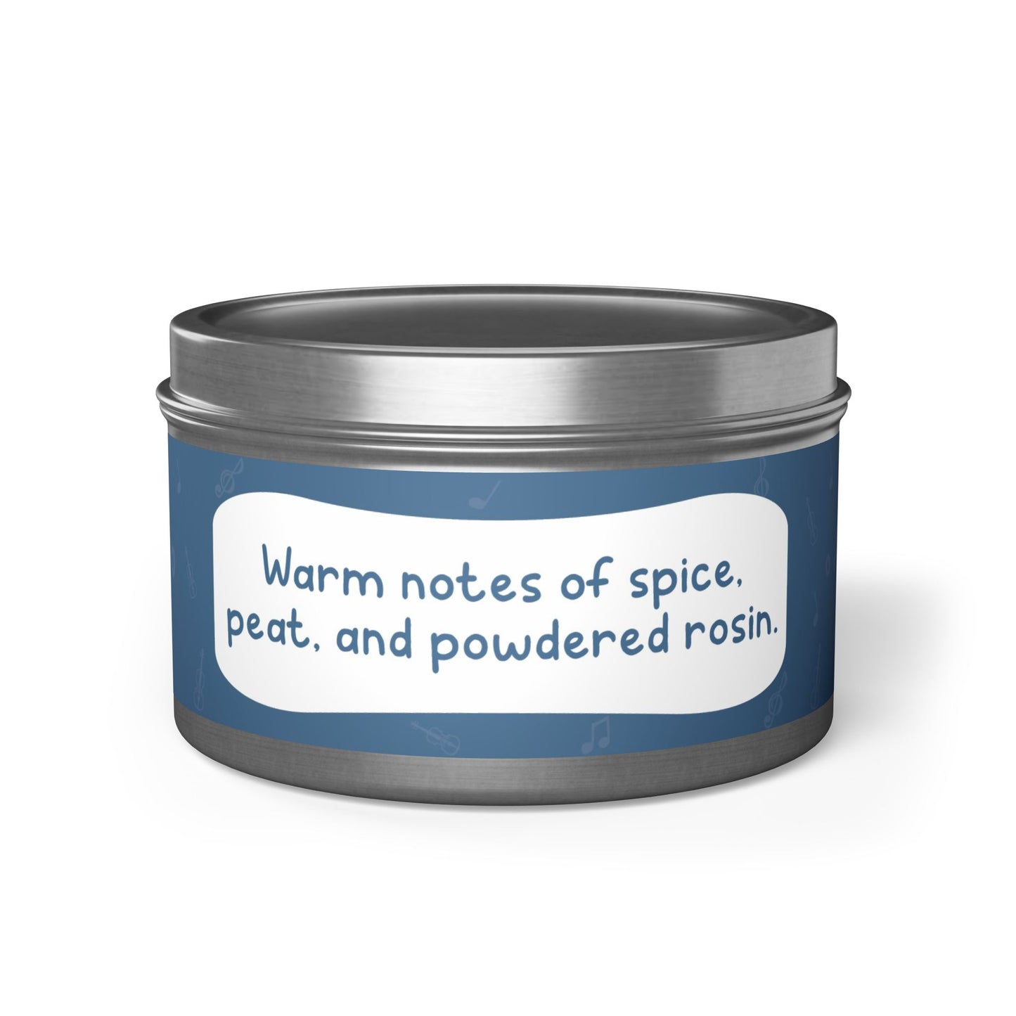 Warm notes of spice, peat, and powdered rosin-Tin Candle