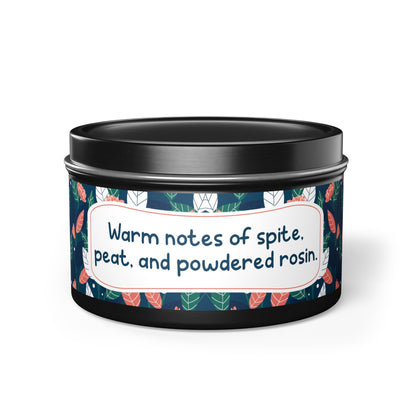 Warm notes of spice, peat, and powdered rosin-Tin Candle- Summer edition
