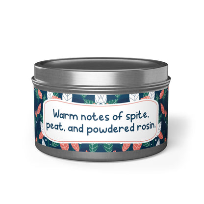 Warm notes of spice, peat, and powdered rosin-Tin Candle- Summer edition